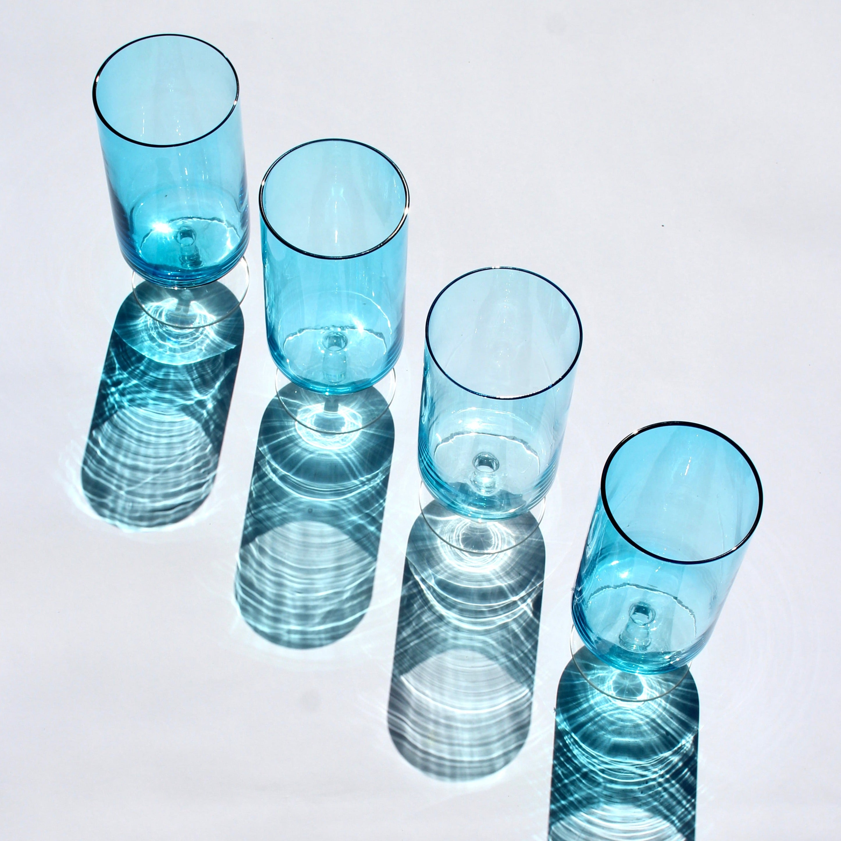 french aqua stemmed water glasses (4) – Rare Form