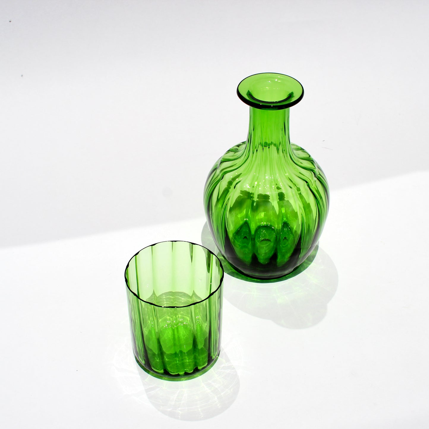 green optic water carafe + cup set