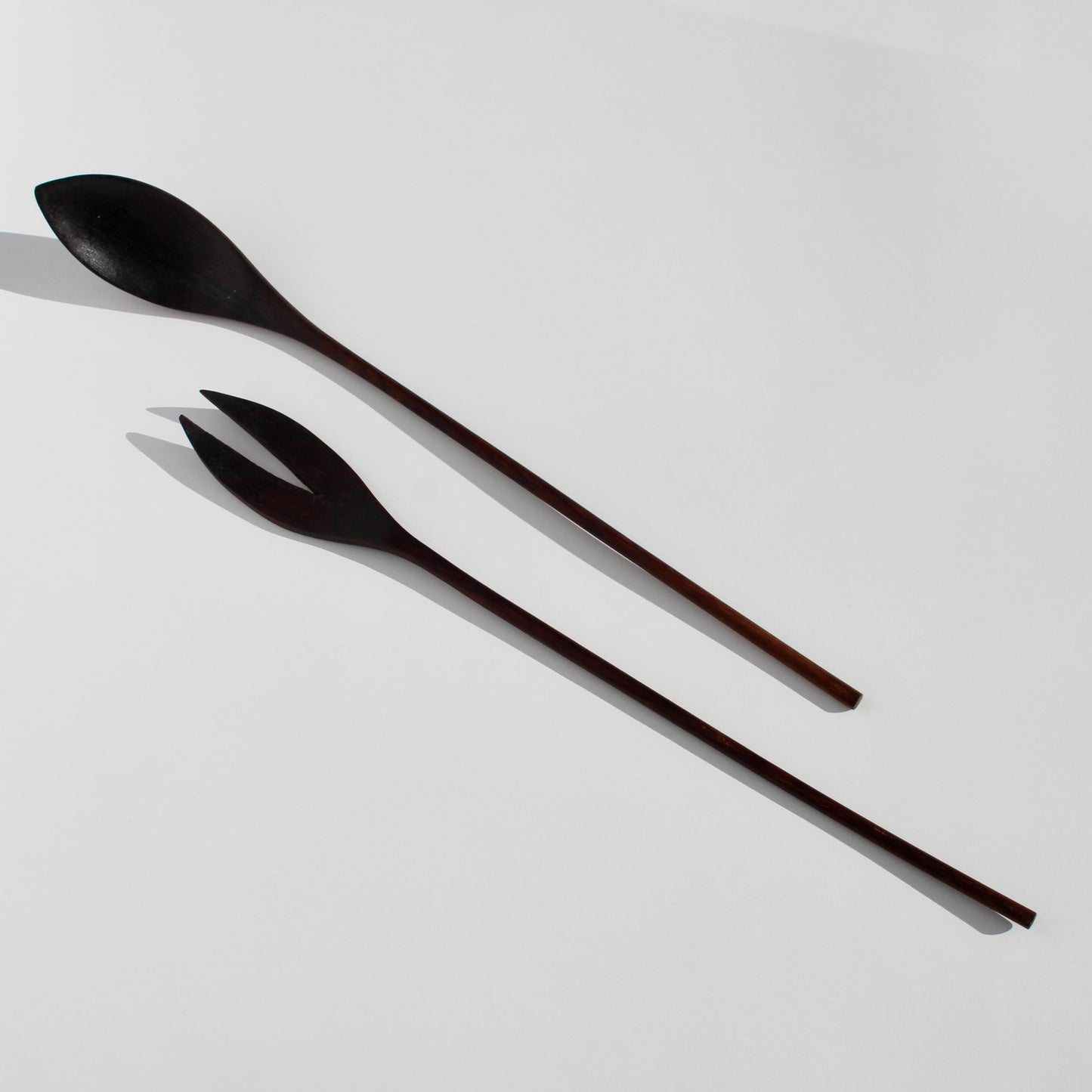 sculptural wooden serving utensil set