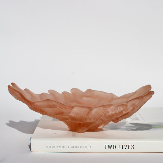 wavy satin pink glass dish