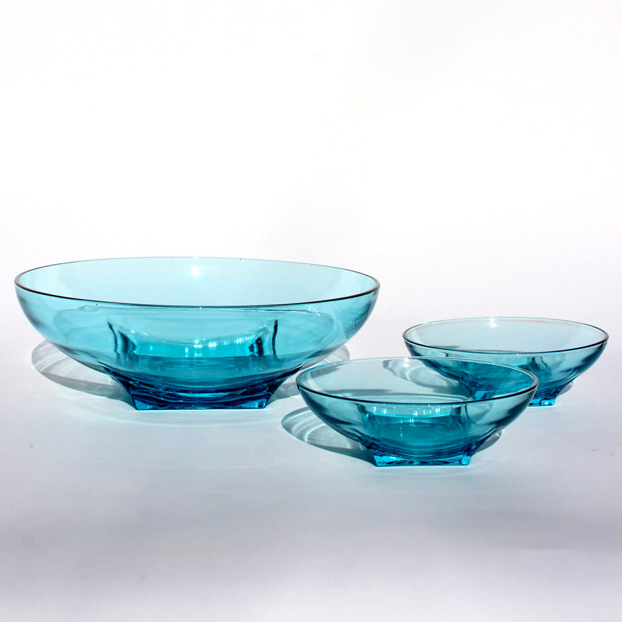 aqua serving bowl set