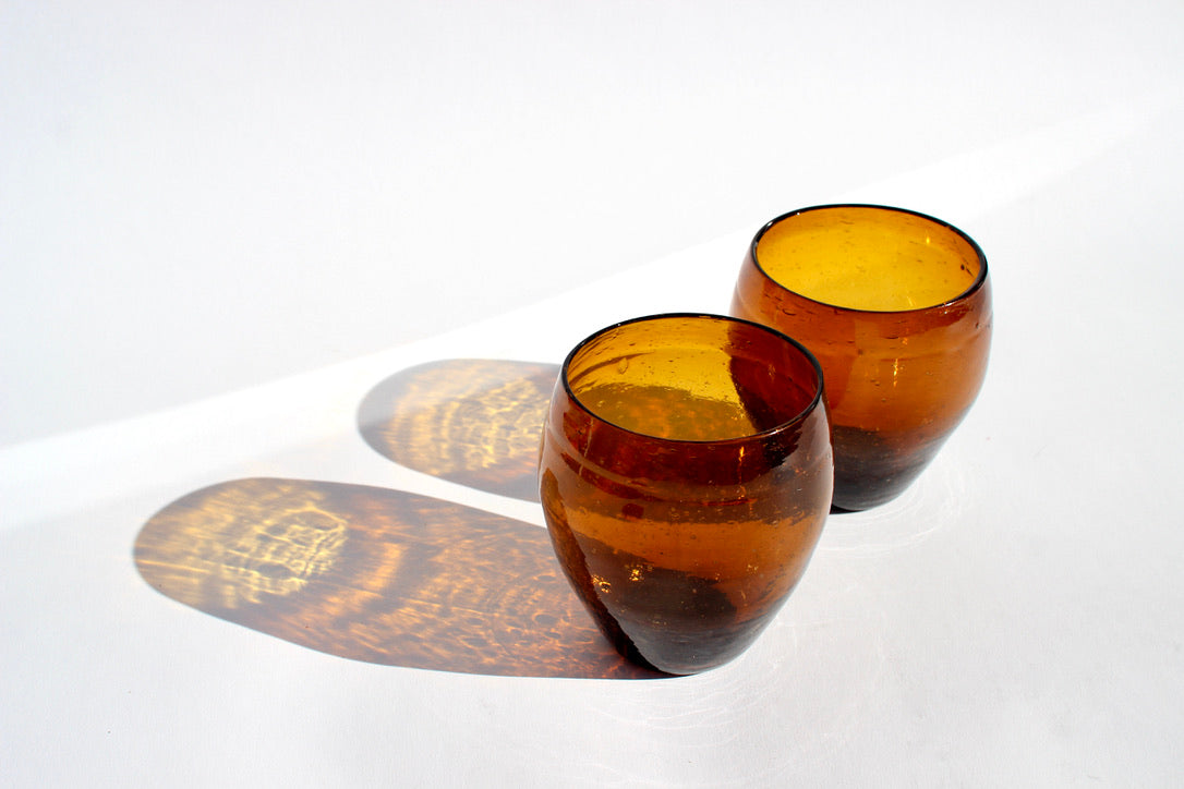 handblown amber tumbers (2)