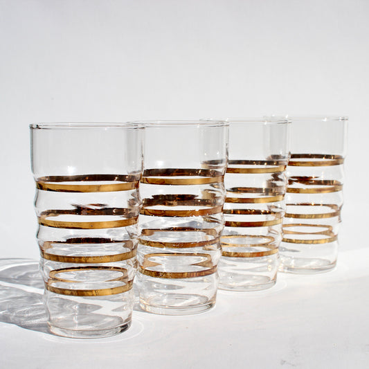 gold striped tumblers (4)