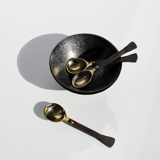 forged metal bowls + spoons