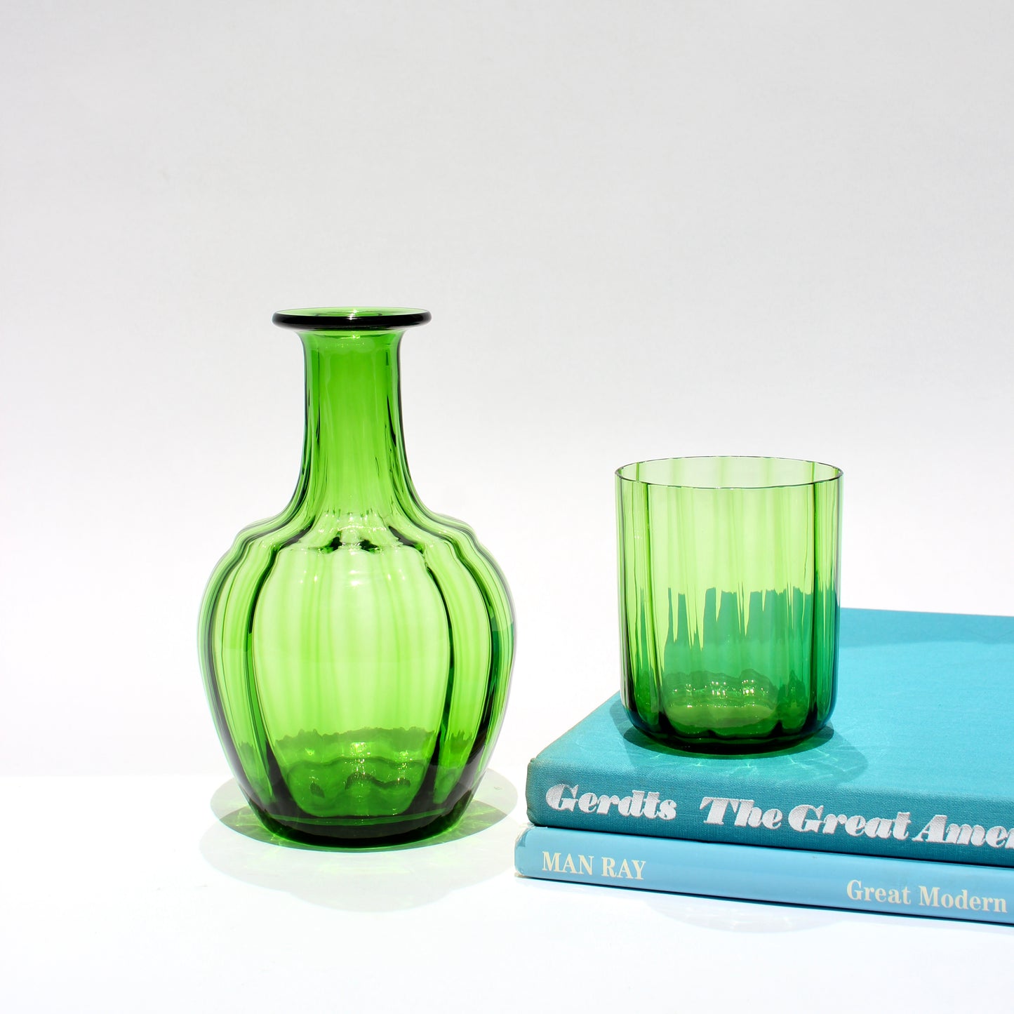 green optic water carafe + cup set