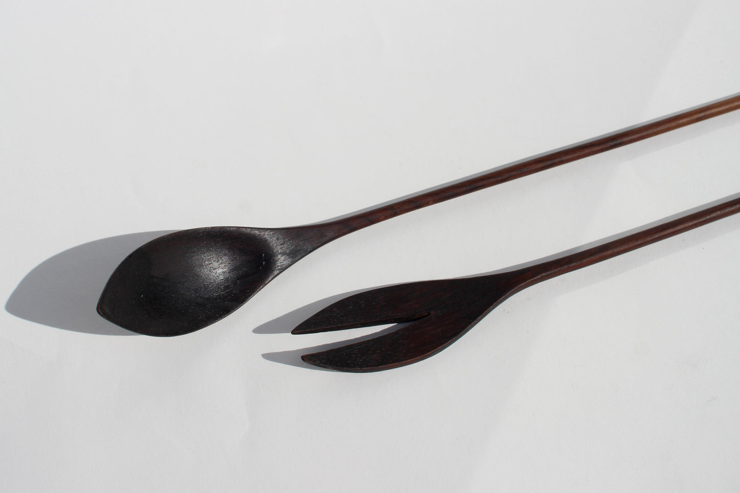 sculptural wooden serving utensil set