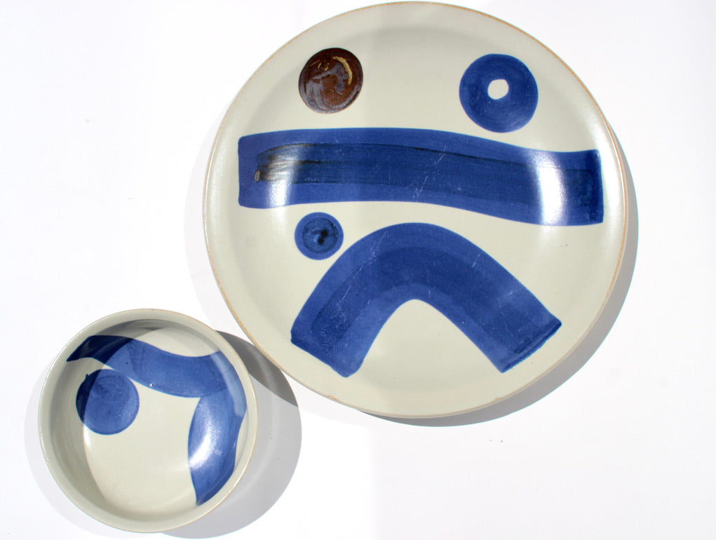 Hand-Painted Pottery Serving Set