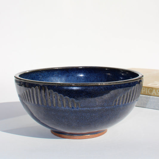 navy ceramic studio pottery bowl