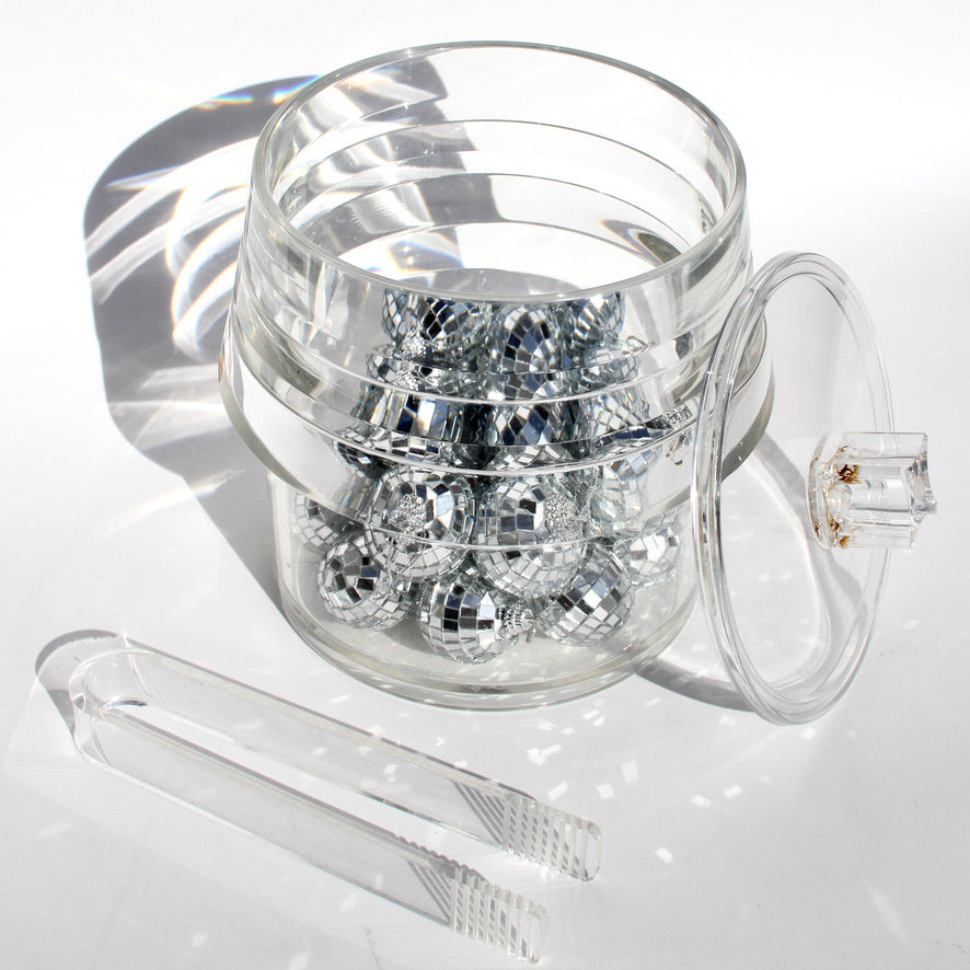 deco italian lucite ice bucket + tongs