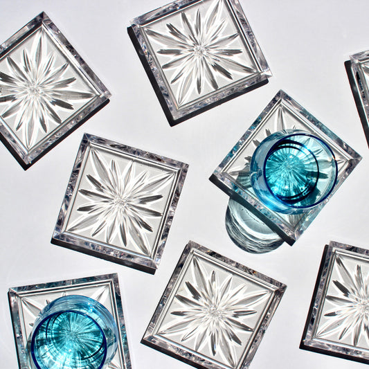 lucite starburst coaster set