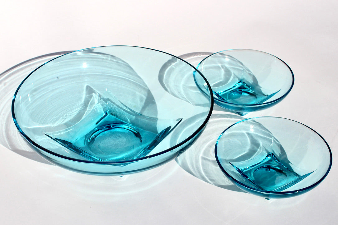 aqua serving bowl set