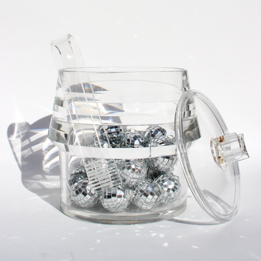 deco italian lucite ice bucket + tongs