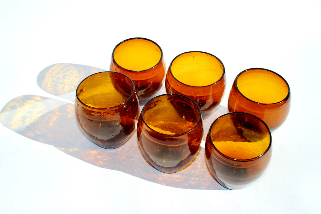 handblown amber tumbers (2)